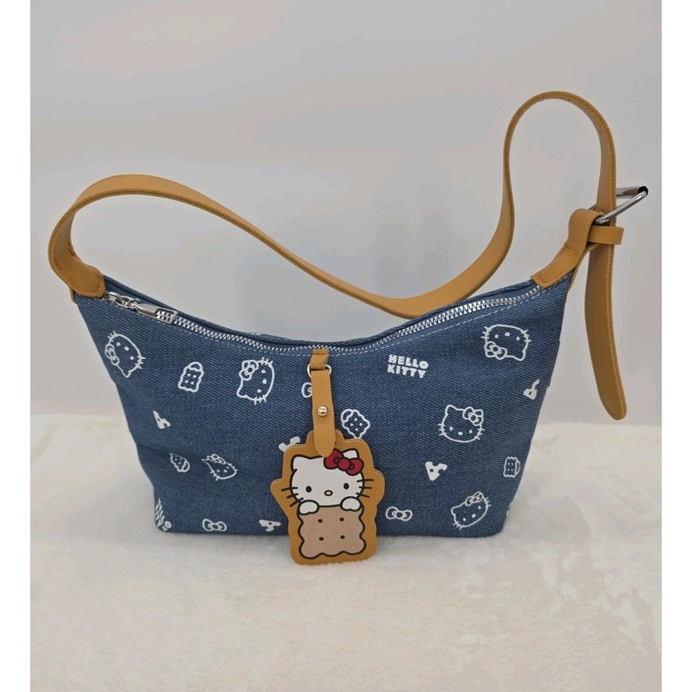 Hello Kitty Sanrio Crossbody Bag Blue Denim Cute Shoulder Bag Adjustable Strap - Picture 3 of 13